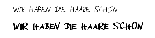 Schrift design: Wir haben die Haare schön
